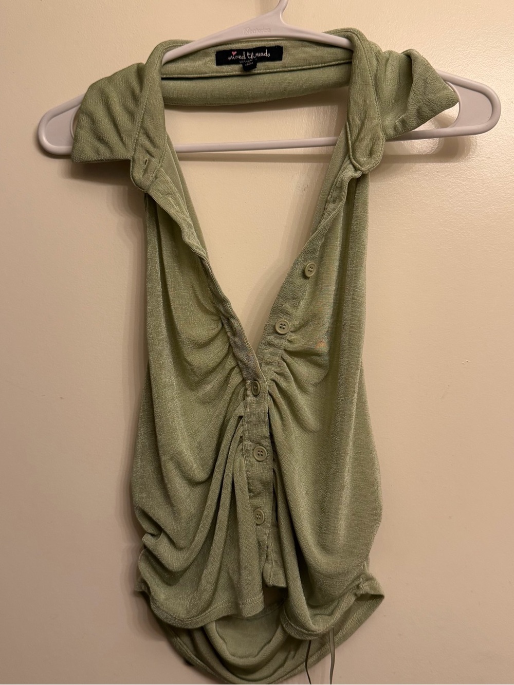Olive Green Ruched Halter Camisole